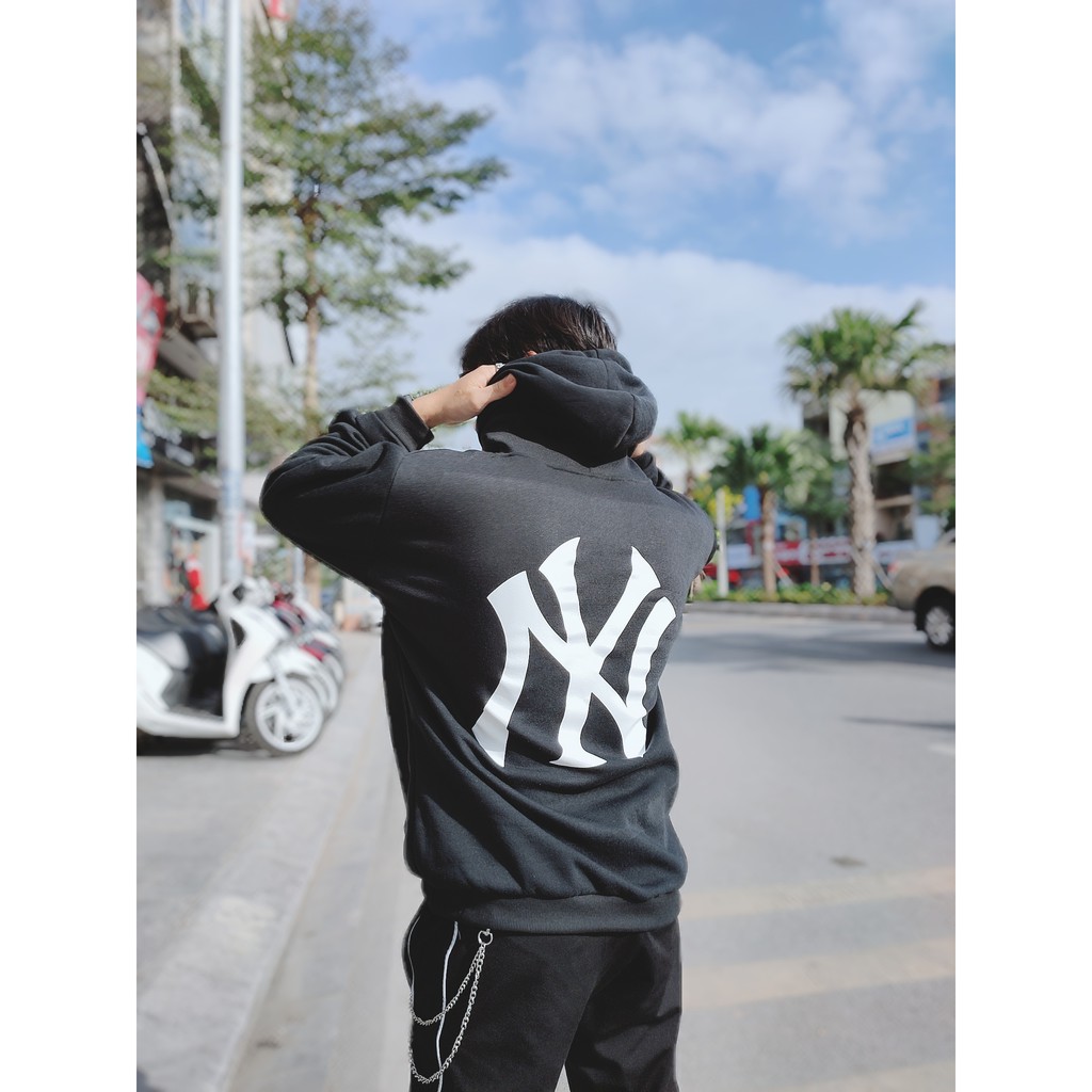 Áo NY Hoodie - Sweater chất nỉ bông form suông rộng trẻ trung, cá tính, màu đen, trắng