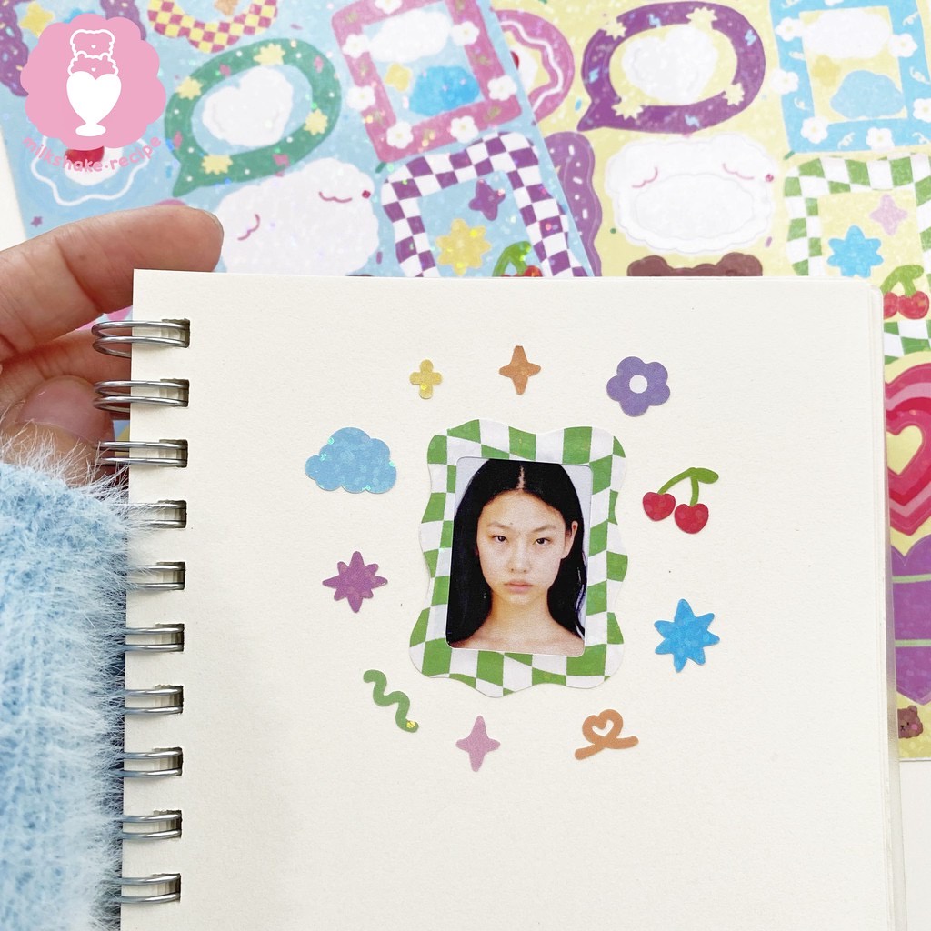 Milkshake Recipe| Stickers khung ảnh Shape of you cán lấp lánh trang trí sổ