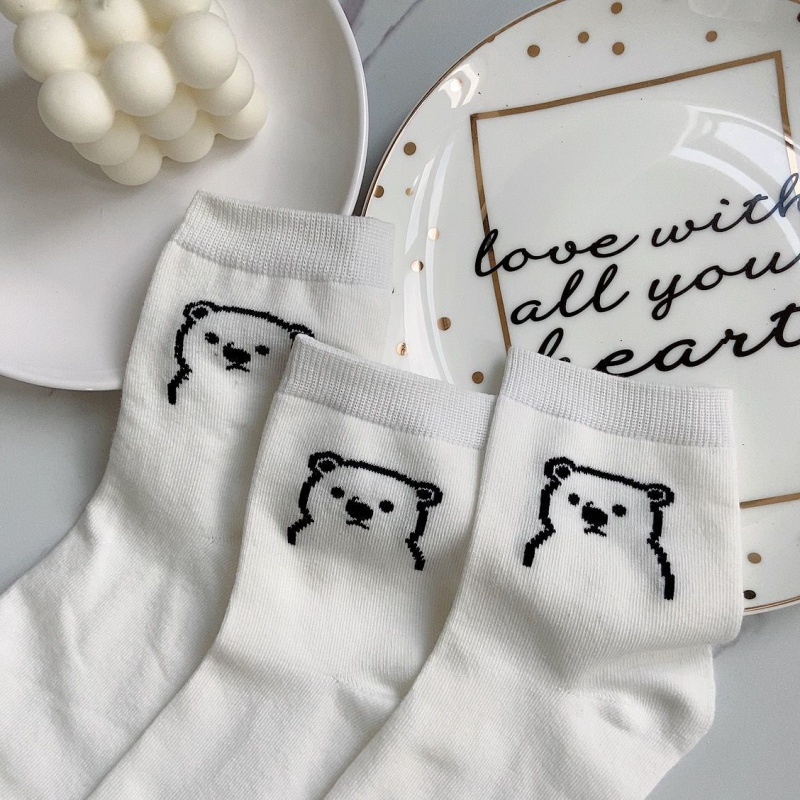 Vớ Thể Thao In Họa Tiết Gấu Hoạt Hình Phong Cách Nhật Bản Dễ Thương Dành Cho Học Sinh