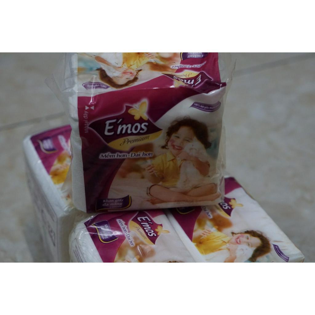 Khăn giấy vuông Emos gói 100 tờ 2 lớp, khăn giấy đa năng 240mm x 240mm