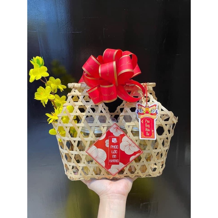 Hộp đựng 3 hũ nhựa quà tết