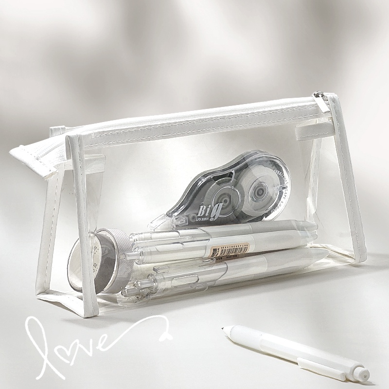 Hộp Bút Trong Suốt cute,Túi đựng bút bằng PVC trong suốt có khóa kéo chống nước hồng xanh đỏ xanh vàng sinh viên văn phòng nghiên cứu máy tính để bàn văn phòng phẩm