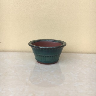 Chậu bonsai tròn loe mini men hỏa biến gốm Bát tràng 1 size BM-10 -Re1