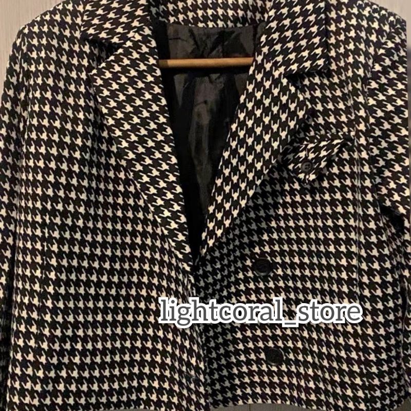 [ORDER] Áo khoác blazer Quảng Châu kẻ caro dáng ngắn thời trang có size cài khuy có lớp lót ( ảnh thật)