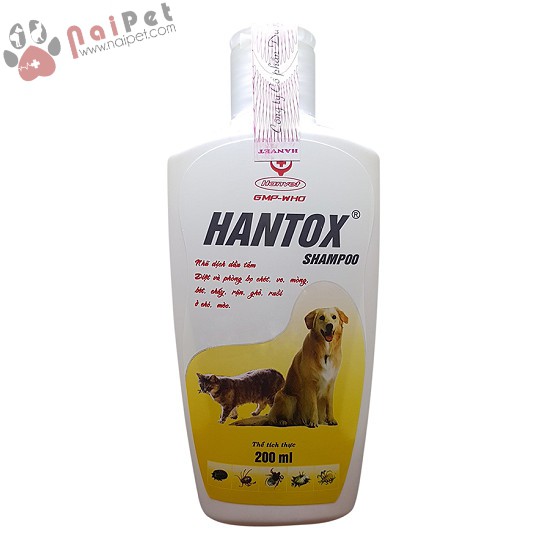 Sữa Tắm Ve Rận Bọ Chét Cho Chó Mèo Hantox Shampoo Vàng Lọ 200ml