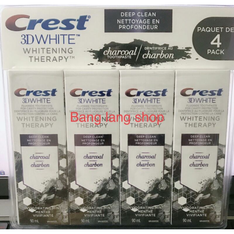 Kem Đánh Răng Than Hoạt Tính Bạc Hà Crest 3D White Charcoal -USA