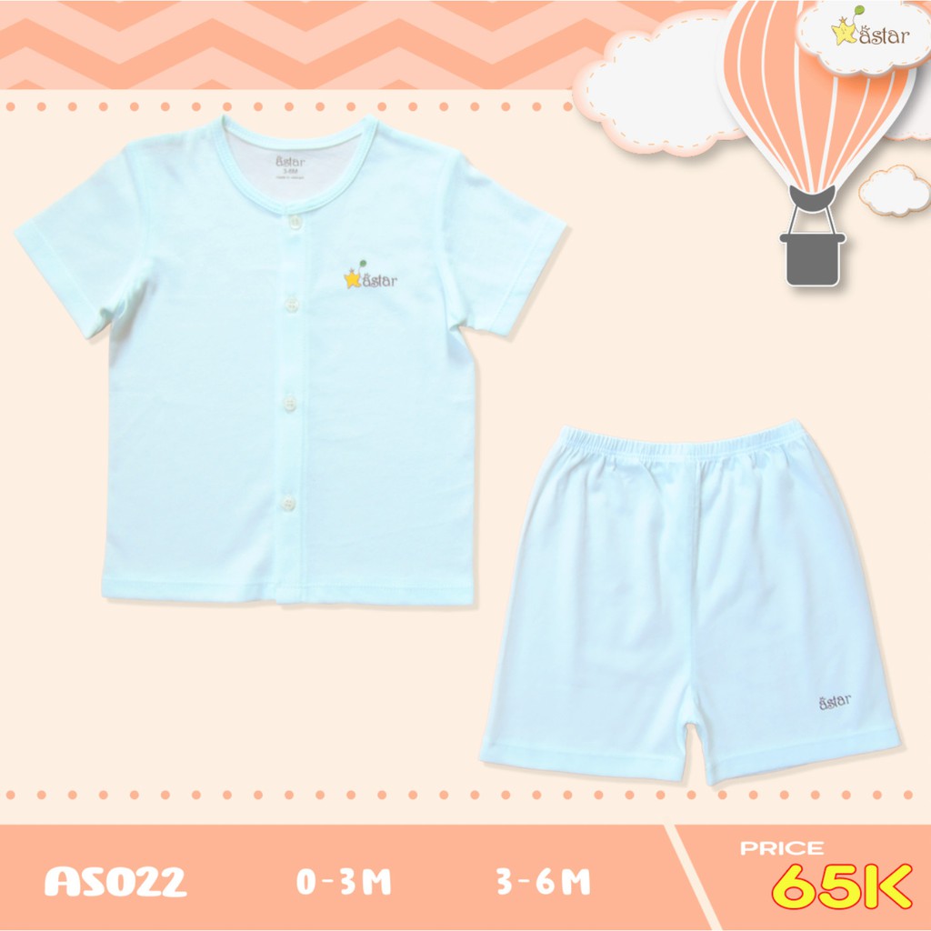 Bộ Quần Áo Cộc Tay 100% Cotton Astar [𝑮𝑰𝑨́ 𝑪𝑼̛̣𝑪 𝑹𝑬̉] Mềm Mát, Độ Bền Cao, Thấm Hút Mồ Hôi Siêu Tốt Size 0- 6 Tháng