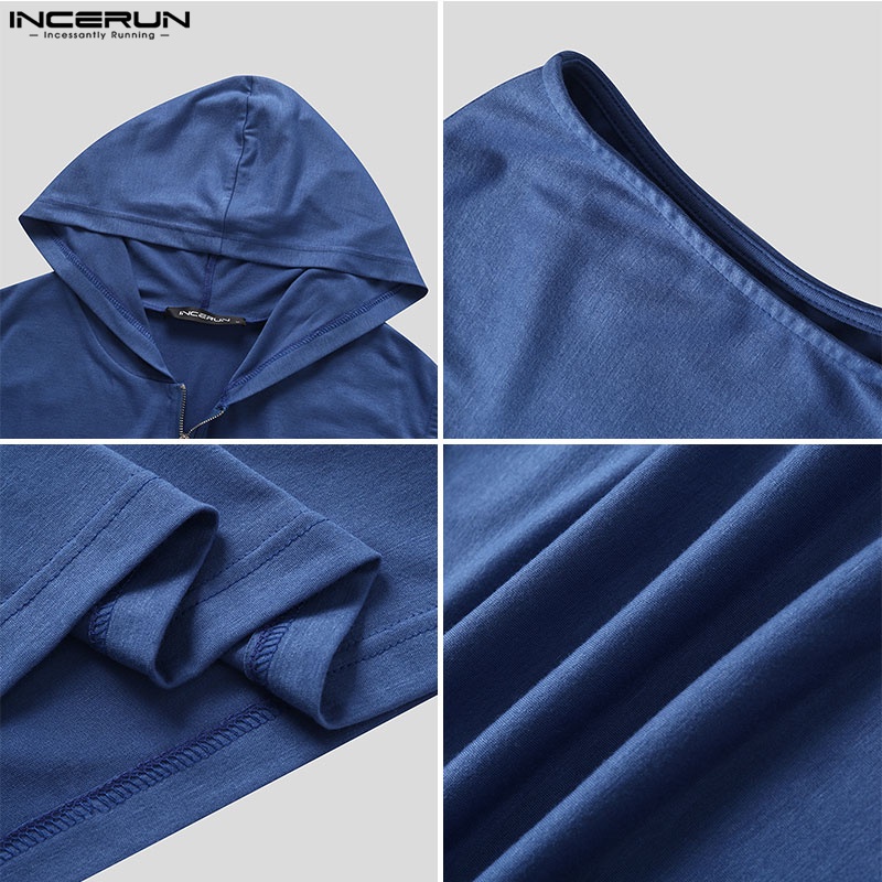 INCERUN Áo Thun Ba Lỗ Nam Có Khóa Kéo Hiện Có 3 Màu Thời Trang