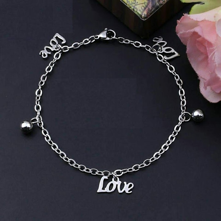 Lắc chân inox Love LC29 không đen không rỉ không phai màu vĩnh viễn, lắc nhẹ nhàng xinh yêu