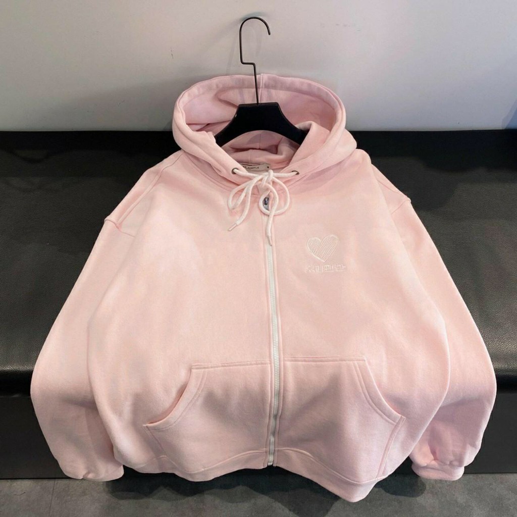 Áo khoác Hoodie nỉ nam nữ form rộng Heart Korea Freesize mặc vừa từ 40-65kg Molly Fashion | BigBuy360 - bigbuy360.vn