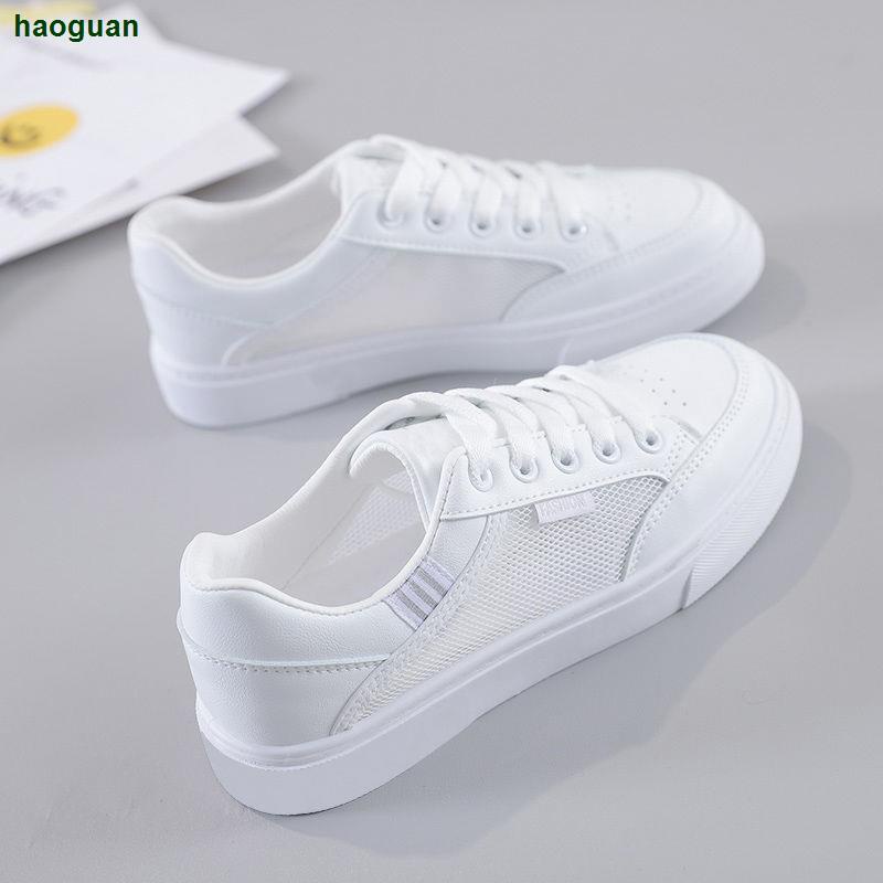Giày Thể Thao Lưới Thoáng Khí Màu Trắng Thời Trang Xuân Thu Mới 2021 Dễ Phối Đồ Phong Cách Thể Thao Cho Nữ