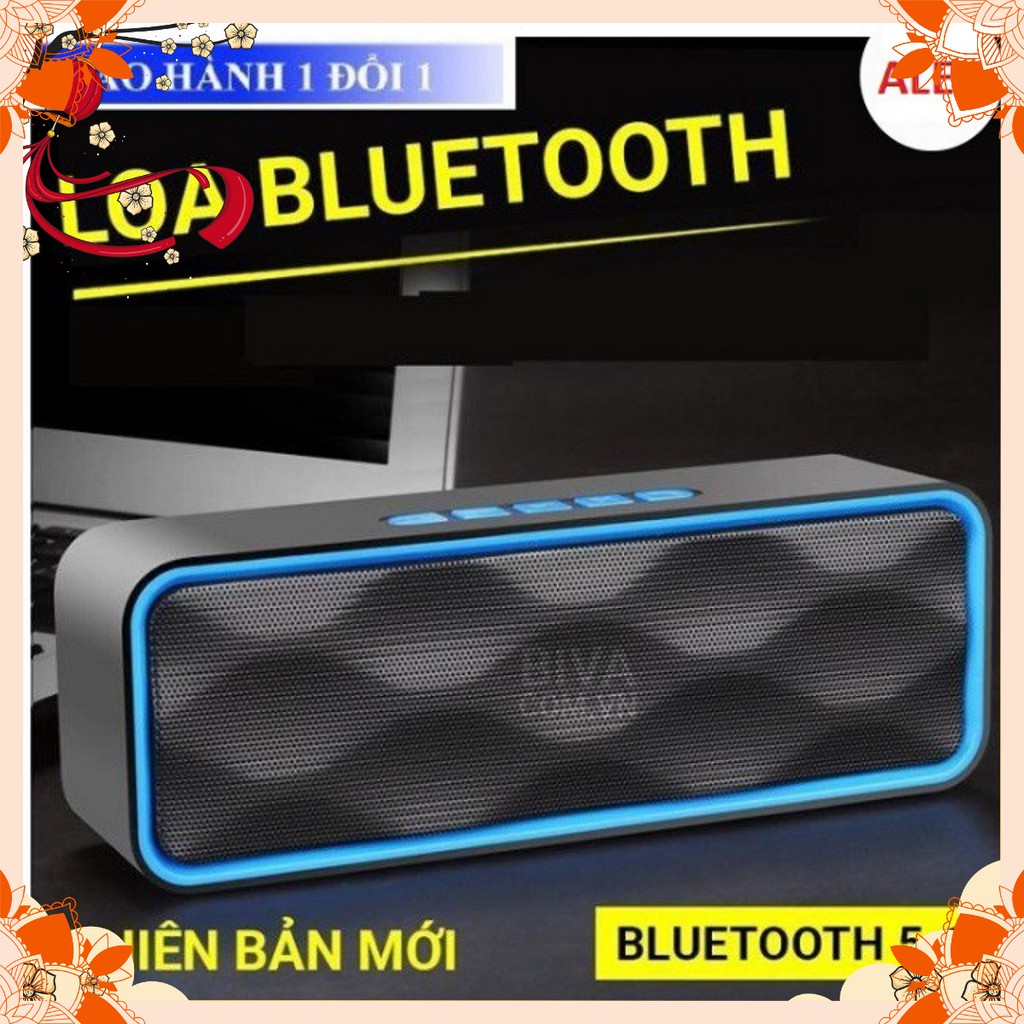 [Free Ship] Loa Bluetooth mini SC211 siêu trầm, tích hợp loa kép cho âm thanh sống động hỗ trợ thẻ nhớ TF và đài FM