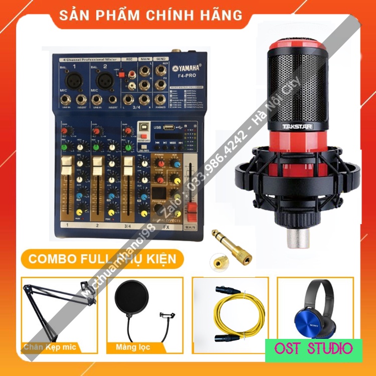 Trọn Bộ Mixer F4 PRO USB Kèm Mic Takstar PC-K320.Chất Âm Cực Hay , Âm Thanh Sống Động , Nâng Giọng Cực Tốt . BH 12 Tháng