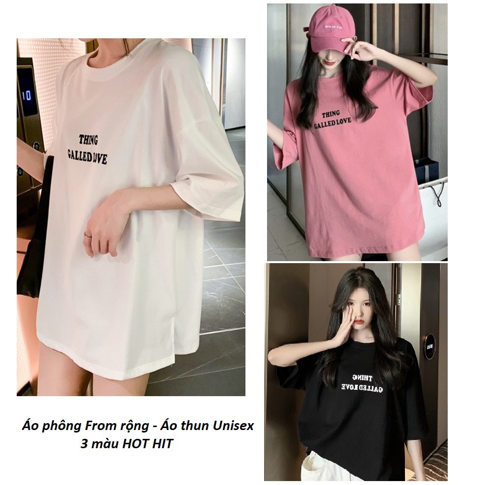 Áo phông nữ form rộng tay lỡ unisex co giãn chất cotton mềm mát in chữ đơn giản hàng Quảng châu AP01