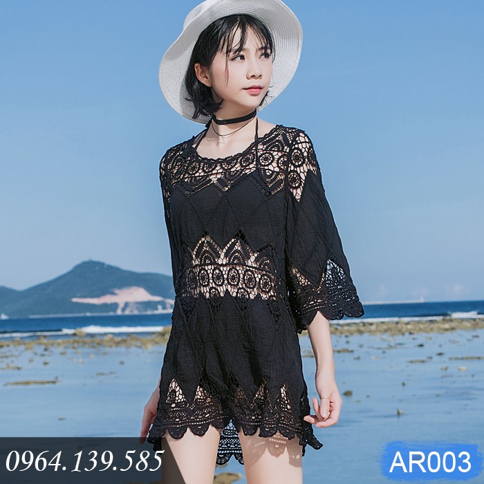 Áo ren áo lưới đi biển chất mềm đẹp, họa tiết xinh xắn, dáng chui đầu, mặc cùng bikini, áo croptop | AR003 | BigBuy360 - bigbuy360.vn