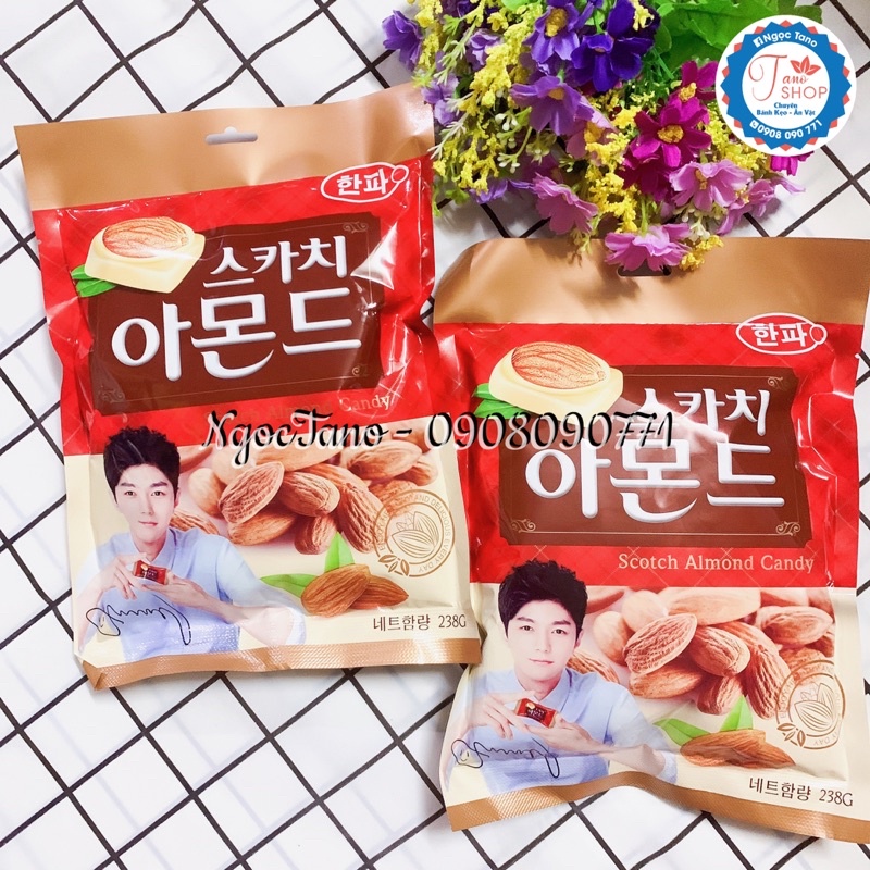 Kẹo sữa có hạt hạnh nhân Hàn Quốc - 238gr | Ăn vặt ngon rẻ TaNo
