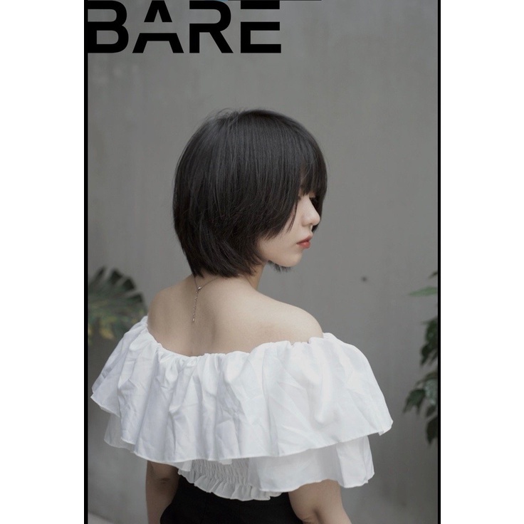 Áo trễ vai nữ tay ngắn trễ vai croptop phối bèo 1 tầng về nhiều màu hot trend