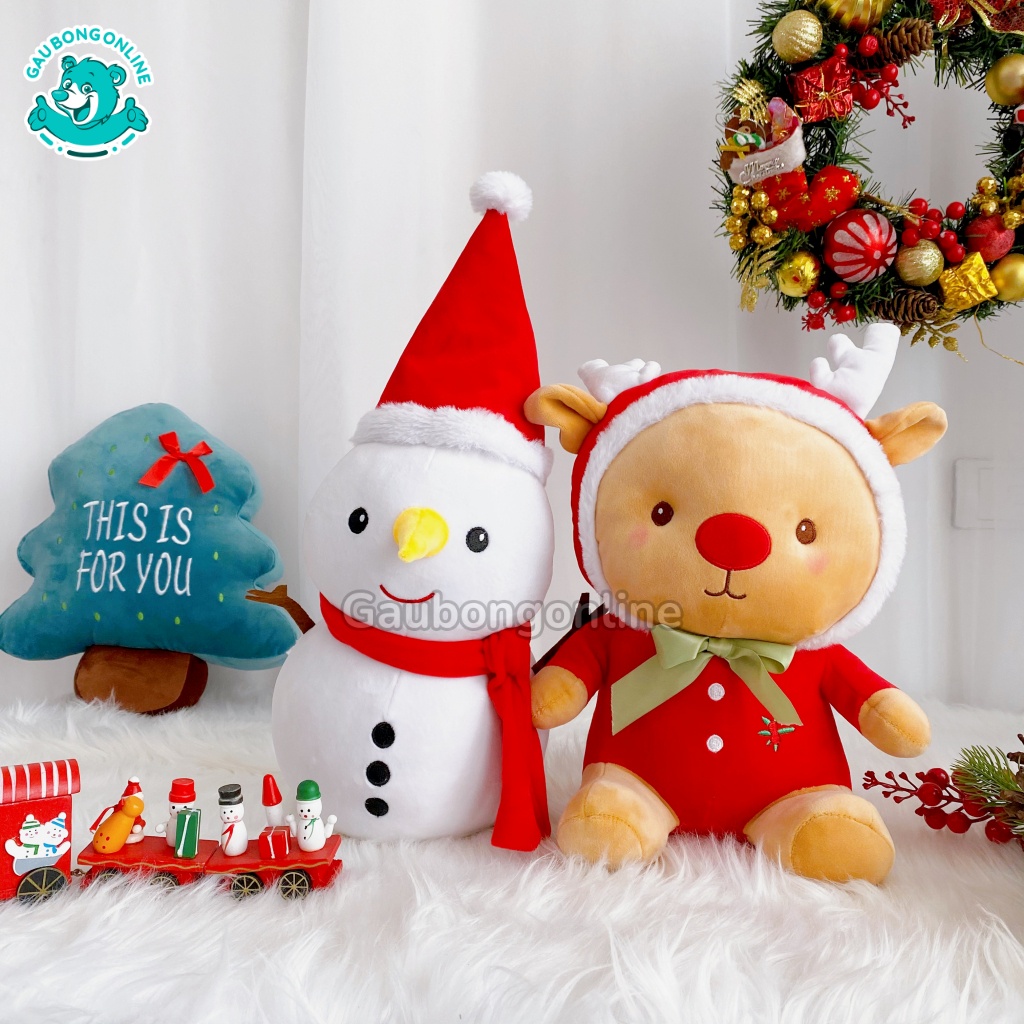 Gấu Bông Người Tuyết Giáng Sinh Noel Cúc Đen Cao Cấp Gấu Bông Online