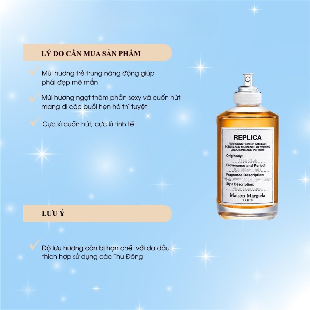 Nước Hoa Nam Maison Margiela Replica Jazz Club EDT 100ml - Hương thơm hấp dẫn, ngọt ngào và thu hút