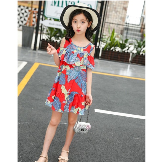 Váy bé gái size đại Váy  thô tơ lụa siêu mềm mát dành cho bé gái 3 tuổi -10 tuổi họa tiết hoa to VH08