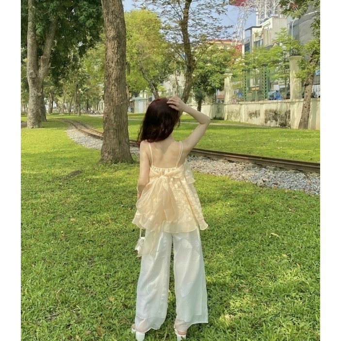 SET ÁO REN 2D + QUẦN SUÔNG TRẮNG