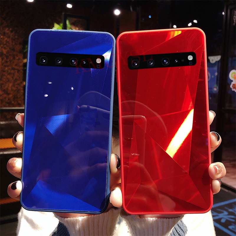 Ốp điện thoại tráng gương vân kim cương 3D sang trọng cho Samsung Galaxy Note 20 20Ultra 10 10Plus 9 8