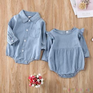 Set áo liền quần jeans denim thời trang cho bé