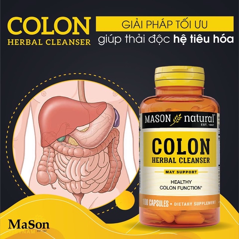 Viên Uống Hỗ Trợ Chức Năng Đại Tràng Mason Natural Colon Herbal Cleanser 100 Viên