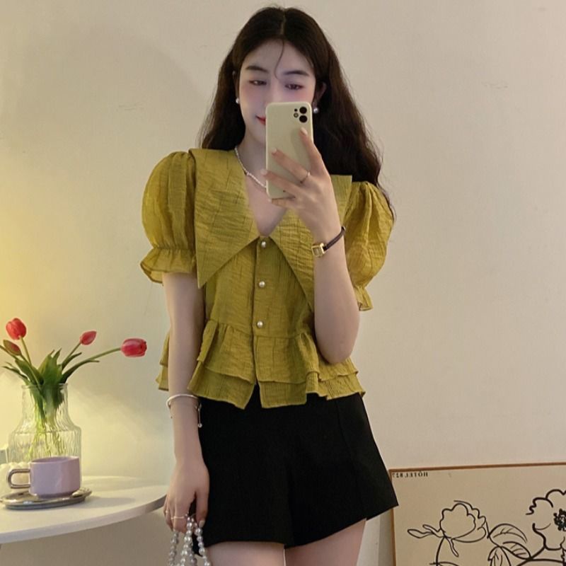 Áo Kiểu Tay Phồng Ngắn Thời Trang Mùa Hè Dành Cho Nữ