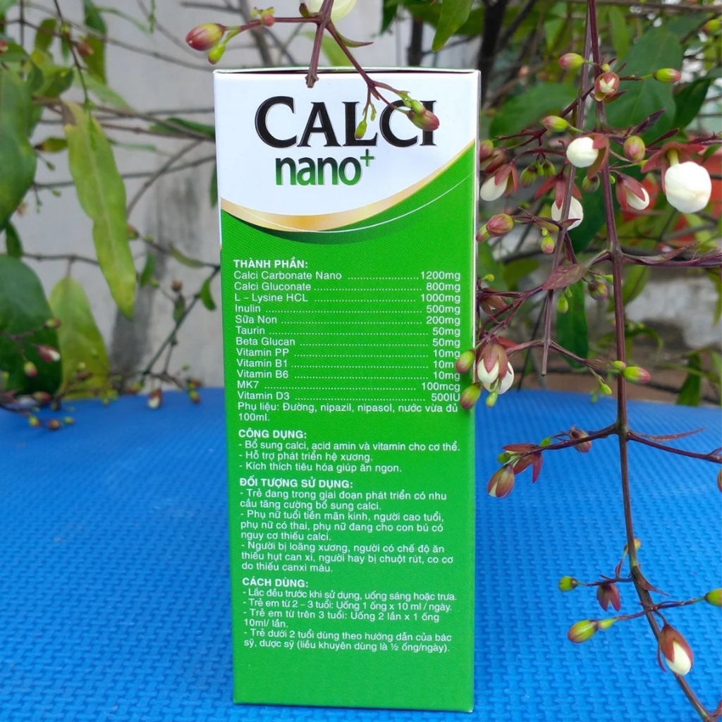 Canxi milk Nano MK7 + D3 canxi cho bé cao lớn, ăn ngon ngủ tốt - Hộp 20 ống