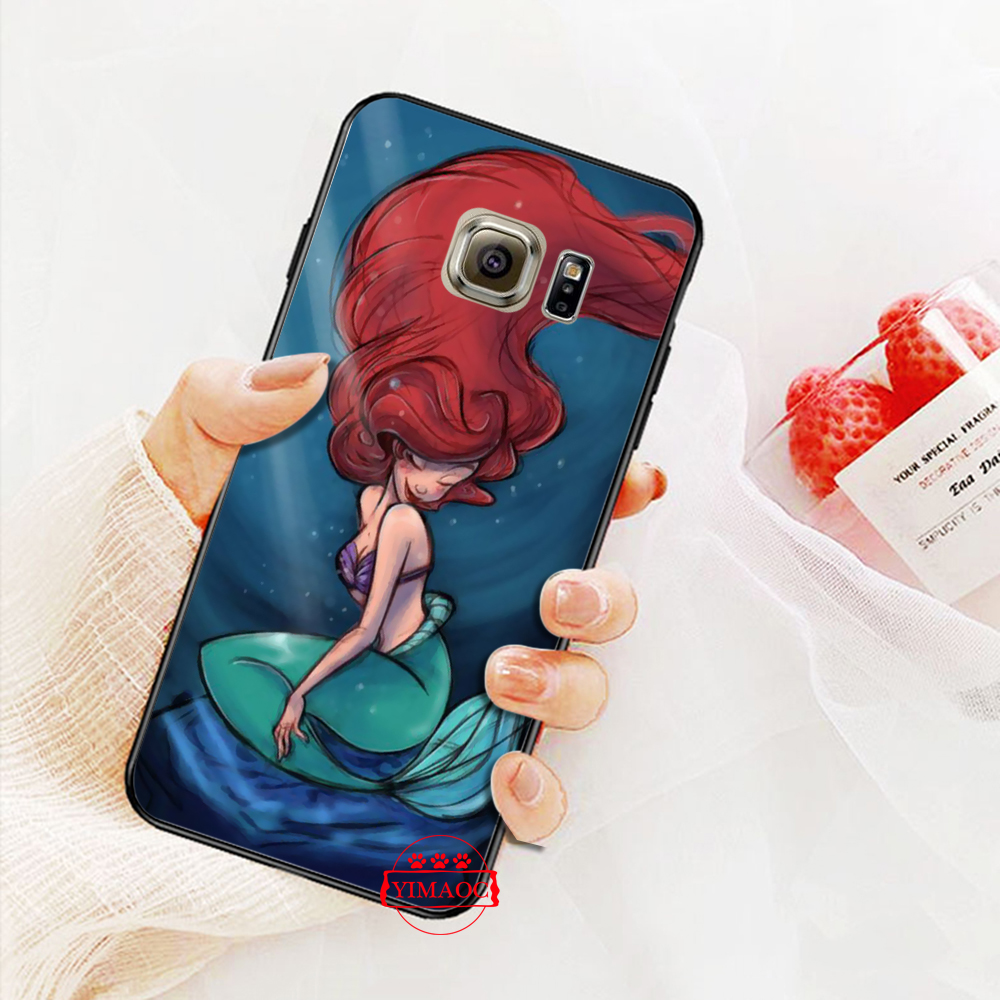 Ốp điện thoại mềm 34Q họa tiết hoạt hình tiên cá cho Samsung S7 Edge S8 S9 S10 Plus Plus S10E
