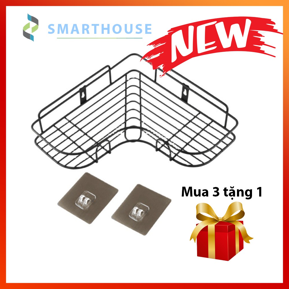 Kệ góc nhà tắm sơn tĩnh điện dán tường nhà tắm, nhà bếp đa năng, tiện dụng (có miếng dán đi kèm)