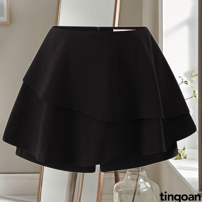 Quần váy cạp cao bèo 2 tầng chống nhăn đen tầng tingoan HAZE SKORT/BL(vải mới nhất T5/2022)