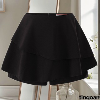 Quần váy cạp cao bèo 2 tầng chống nhăn đen tầng tingoan HAZE SKORT/BL