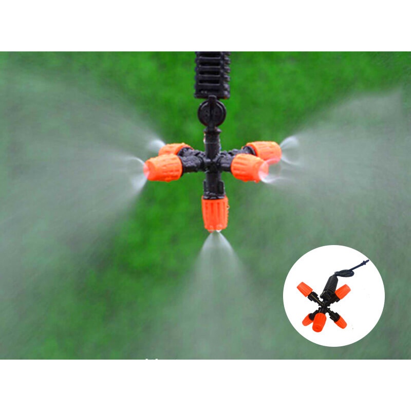 Béc phun sương 4 tia, 5 tia, béc phun tưới cây thân xoay, cánh đập nhựa PE