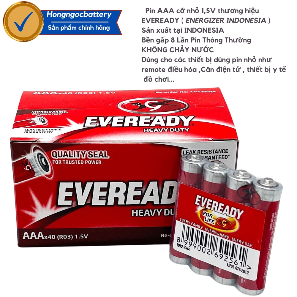 Hộp Pin AAA 1,5V EVEREADY Siêu Bền dùng cho remote - Hàng chính hãng