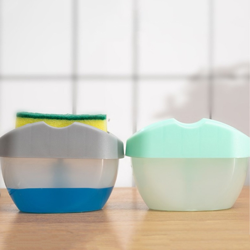 Bình Đựng Xà Phòng Rửa Chén Dạng Nhấn Tay Kèm Giá Đỡ Bọt Biển 2 Trong 1 Tiện Dụng