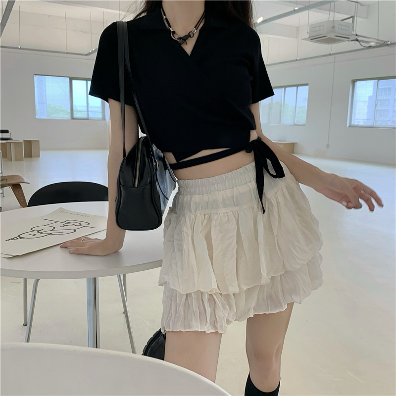 Cocory vn  Áo Croptop Dệt Kim Tay Ngắn Cổ Chữ V Thiết Kế Độc Đáo Thời Trang Mùa Hè Quyến Rũ Cho Nữ