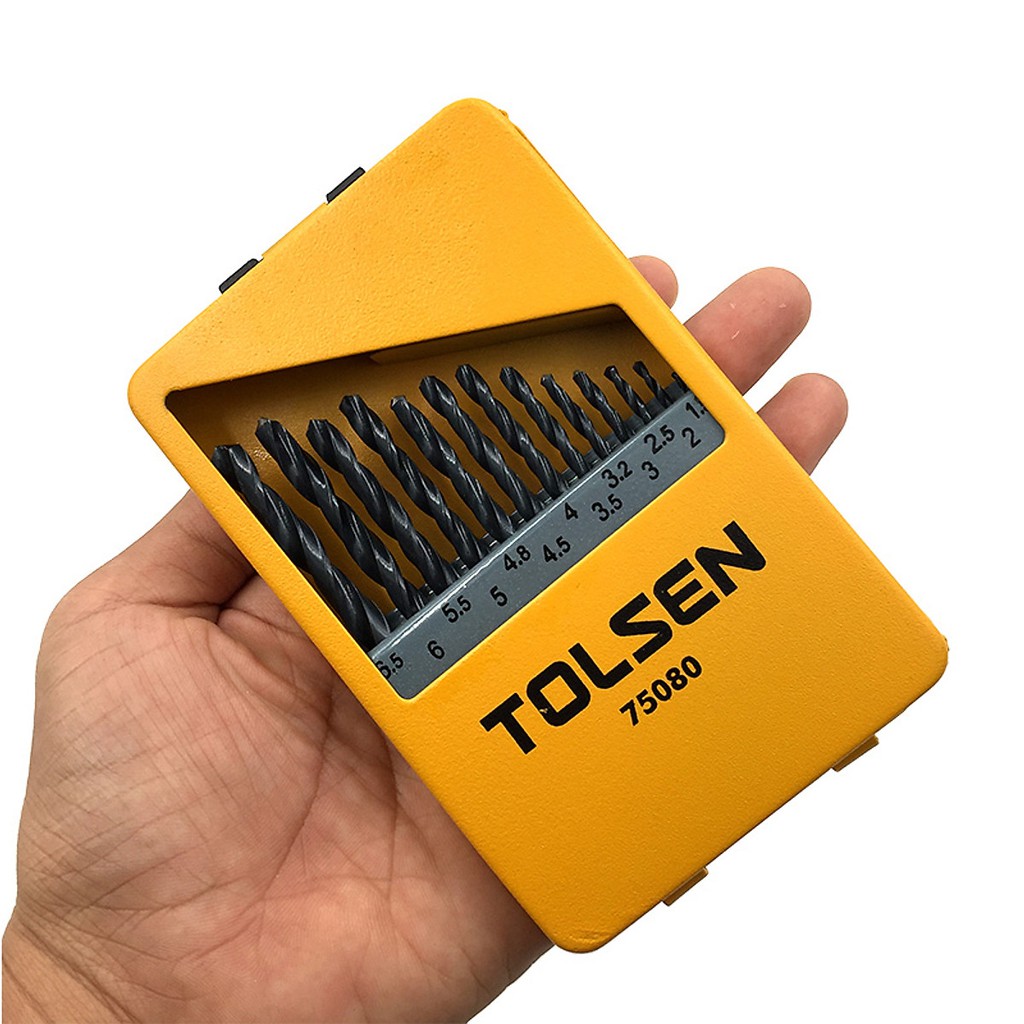 TOLSEN Bộ 13 Mũi Khoan Kim Loại Sắt Gỗ DIN338 HSS 75080