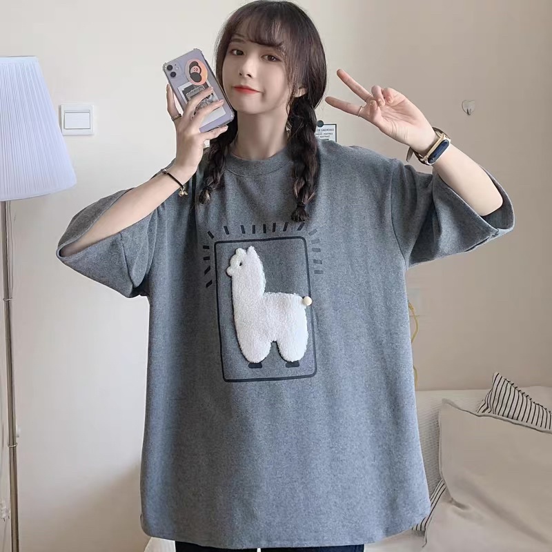 🎀 Áo phông tay lỡ basic hình con cừu cute