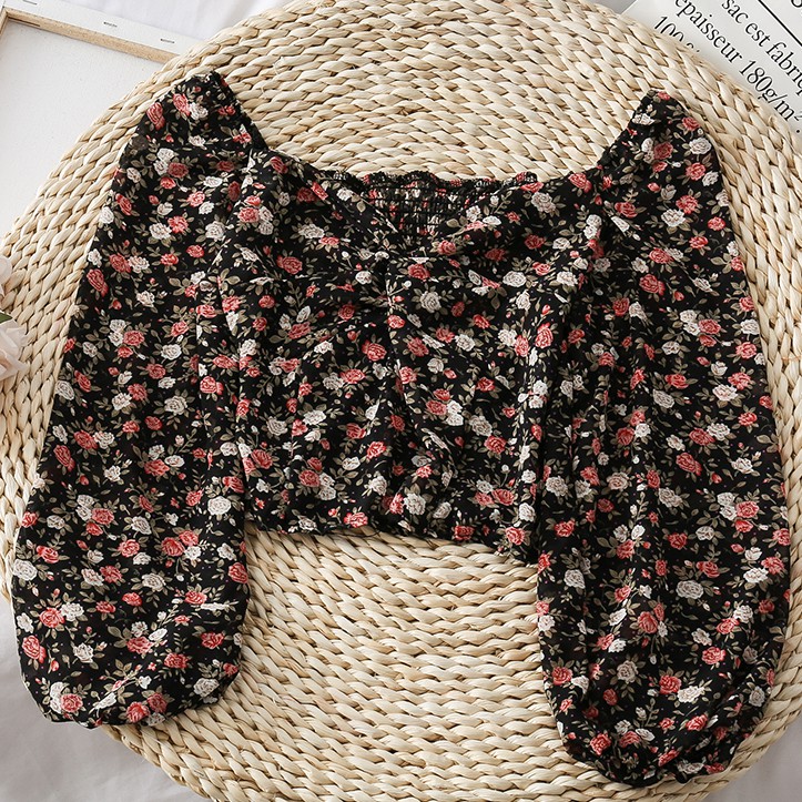 Áo chiffon in họa tiết dáng dài hở vai phong cách thời trang chất lượng cao