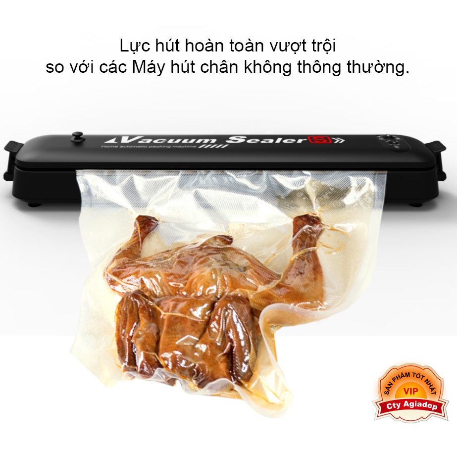 Máy hút chân không thực phẩm kiêm hàn miệng túi Vacuum Sealer  bảo quản thực phẩm tốt - Tặng 10 túi cao cấp