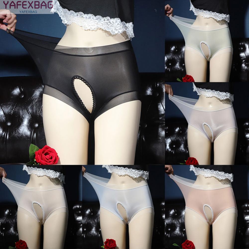 Underwear Erotic Lingerie High Waist Ice Silk Large Size Panty Perspective