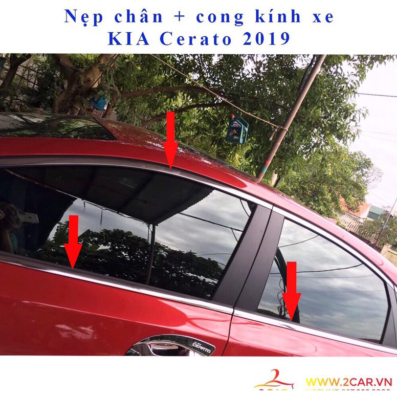 Nẹp viền inox chân và cong kính xe ô tô, xe hơi Kia Cerato 2019-2020