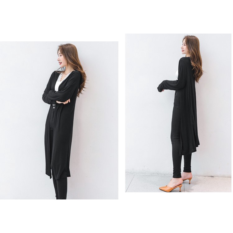 Áo khoác cardigan dáng dài xẻ tà thời trang dành cho nữ