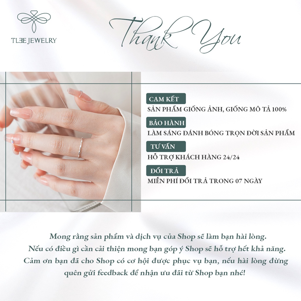 Nhẫn bạc nữ TLEE dáng xoắn trơn basic bản nhỏ cá tính NCJ A0218
