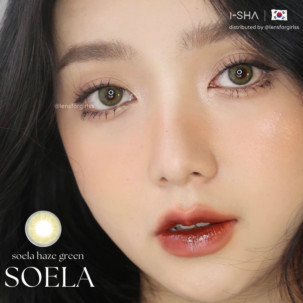 Kính áp tròng Soela Eye Haze Green chính hãng Isha Made in Korea | Hsd 8-12 tháng | Lens cận