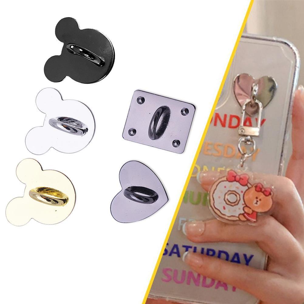 Móc khóa kim loại hình trái tim/ vuông diy gắn ốp điện thoại H1U6