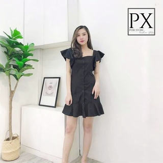 Đầm Trễ Vai Tay Bèo Mẫu Mới Cực Đẹp (Trắng+Đen)