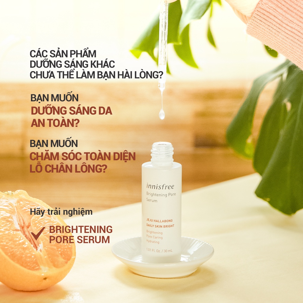 (Quà tặng) Bộ dưỡng sáng và làm mờ lỗ chân lông quýt Hallabong Innisfree Brightening Pore Set